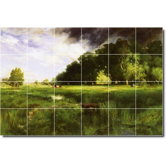 Ceramic Tile Mural-Thomas Moran Landscapes Painting 571. 25.5" w x 17" h using (24) 4.25 x 4.25 ceramic tiles
