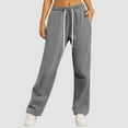 thumbnail image 2 of GEWSEY Women's Sweatpants Straight Leg High Waist Casual Drawstring Sweat Pants Workout Athletic Joggers with Pockets Grey, 3XL, 2 of 7