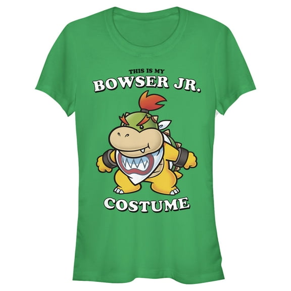 Junior's Nintendo Bowser Jr. Costume  Graphic Tee Kelly Green X Large