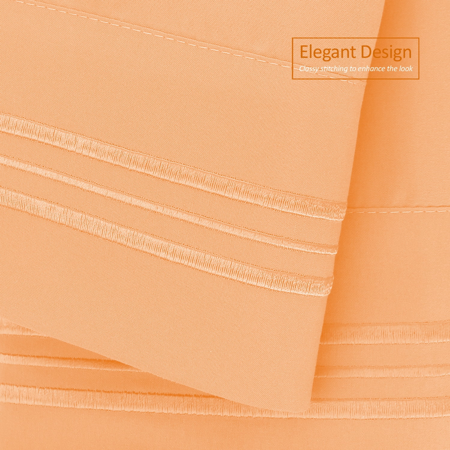 Clara Clark Pillow Cases Premier 1800 Microfiber Collection Pillow Case Set Of 2 Pieces, Standard Size, Apricot Orange