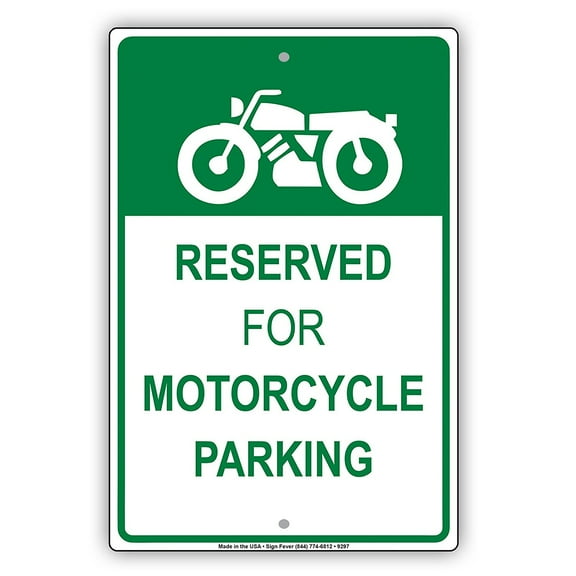 Reserved For Motorcycle Parking With Graphic Warning Caution Notice Aluminum Metal Sign 8"x12" Plate