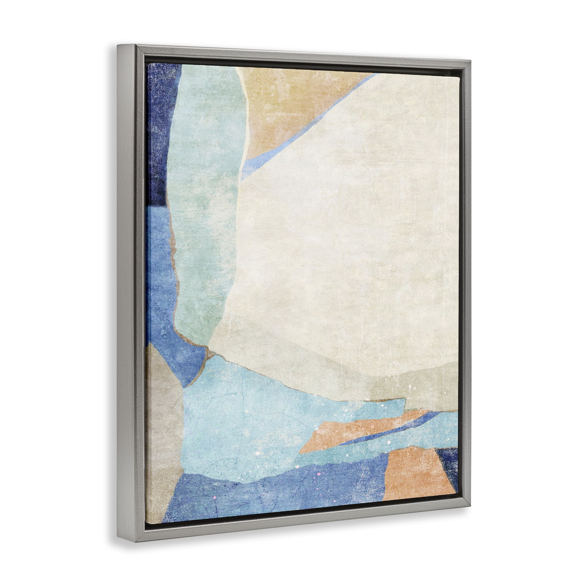 Stupell Industries Geometric Rustic Shapes Abstract Painting Gray Floater Framed Canvas Art Print Wall Art, 17 x 21