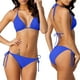 thumbnail image 2 of Conjuntos de bikini Prolriy para mujer, bikini de dos piezas con cordones de color liso para mujer, traje de baño para mujer, talla XL, azul, 2 of 8