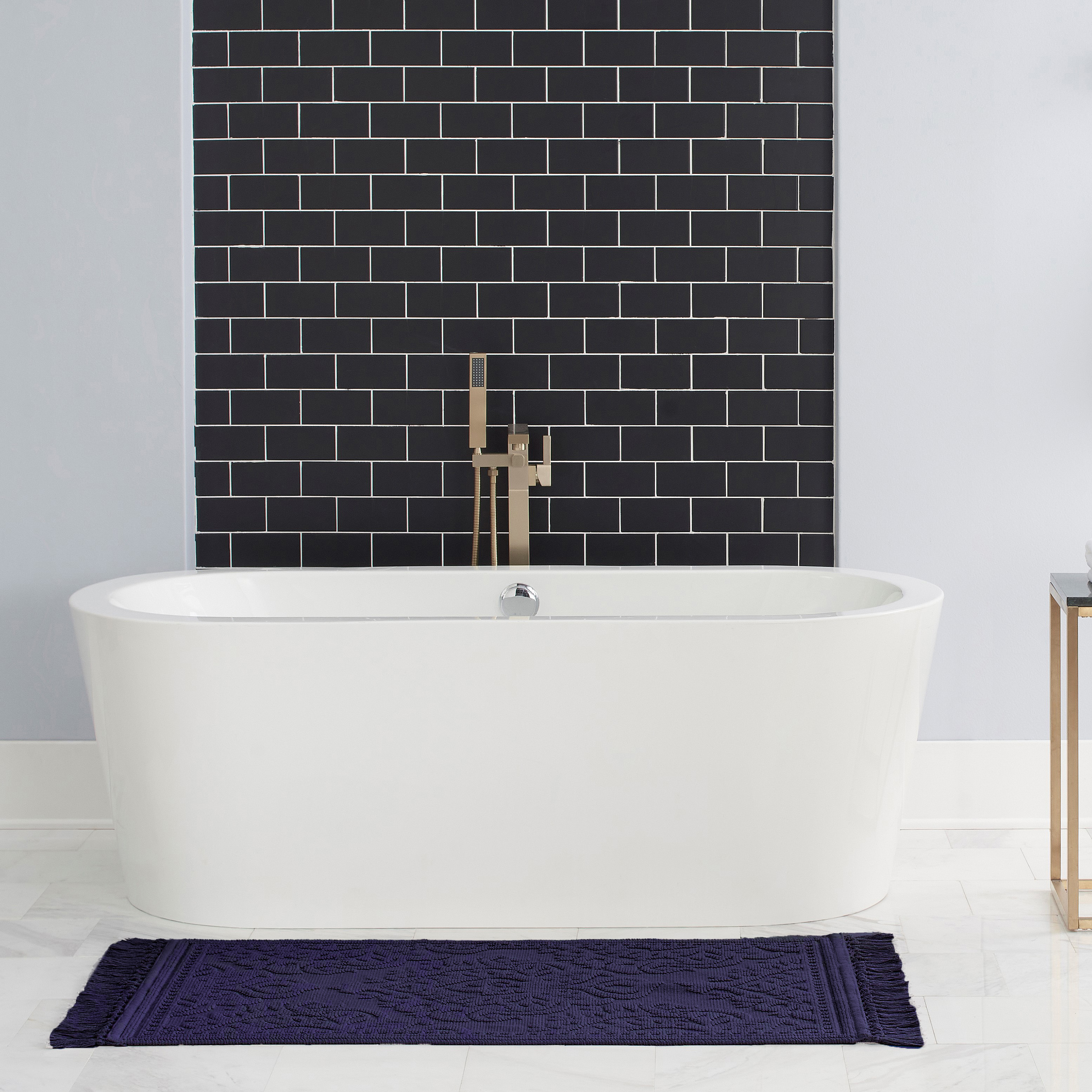 Jean Pierre Ricardo Cotton Fringe 27 x 45 in. Bath Rug, Indigo