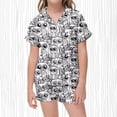 thumbnail image 2 of Ensemble de Pyjama pour Filles à Col à Revers Imprimé DIY, Haut à Manches Courtes et Short Confortable avec Jolis Boutons, Tenue d'Intérieur, 2 of 6