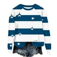 thumbnail image 5 of YUGYXL Women’s Striped Star Sweatshirt Long Sleeve Crewneck Casual Pullover Tops Fall Winter Shirt Blue L, 5 of 7