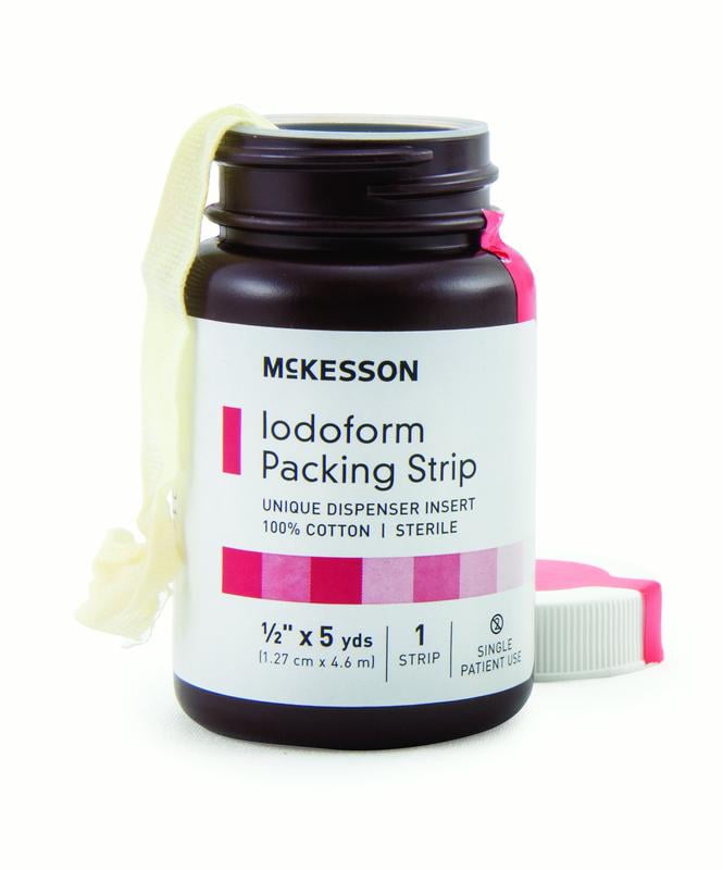 McKesson Wound Packing Strip Cotton Iodoform 1/2 Inch X 5 Yard Sterile