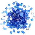 thumbnail image 1 of 1 caja de vidrio para fuego, vidrio templado reflectante azul, chips de 300 g, vidrio para fogatas, grava y cuentas de vidrio., 1 of 7