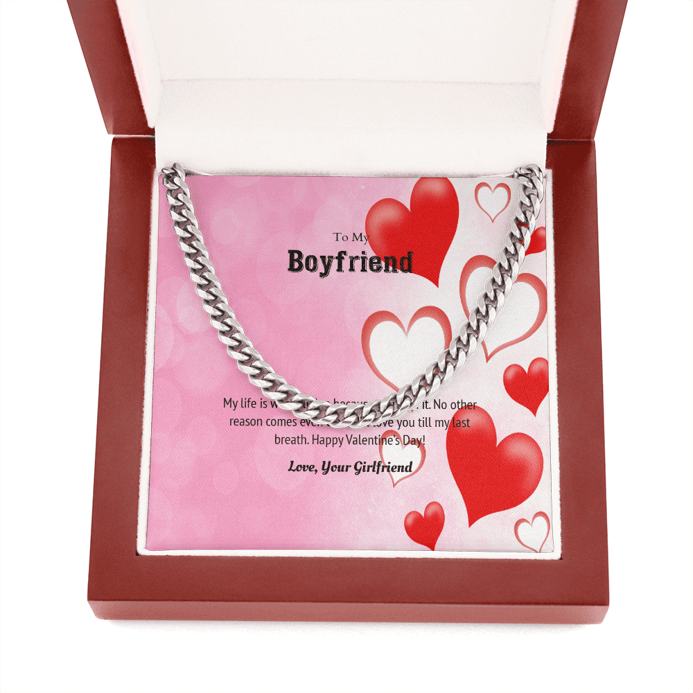 To My Boyfriend Custom Valentine Necklace Gifts from Girlfriend Valentine Boyfriend Cuban Chain Necklace Valentine Necklace for Boyfriend