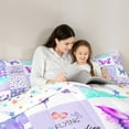 thumbnail image 5 of Homewish Chic Butterflies Full Size Comforter Sets,Patchwork Geometric Checkered Bedding Comforter Set,White Purple Bedding Sets For Girls Kids,Microfiber Bedroom Decor Reversible,3-Piece, 5 of 8
