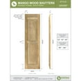 thumbnail image 2 of 12"W x 70"H Americraft Two Equal Raised Panel Exterior Real Wood Shutters (Per Pair), Black, 2 of 10