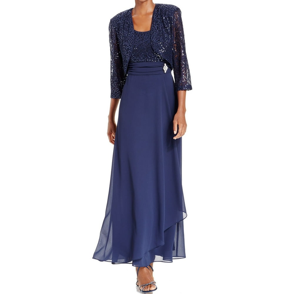 R&M Richards - R&M Richards NEW Navy Blue Womens Size 12P Petite Maxi ...