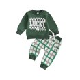 thumbnail image 1 of Gupgi Baby Boy Spring Clothes Set Long Sleeve Crew Neck Shamrock Print Sweatshirt Plaid Sweatpants, 1 of 9