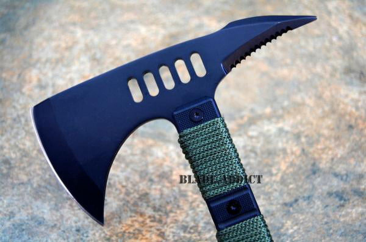 Bone Edge Hunting Axe Hatchet Fixed Blade Knife with Nylon Sheath, 3CR13 Stainless Steel, 14"