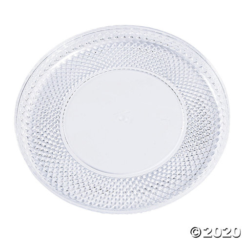 Premium Round Plastic Serving Tray with Diamond Cut Edging Large