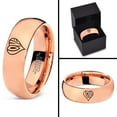 thumbnail image 4 of Tungsten Heart Love Hippy Boho Emoji Band Ring 7mm Men Women Comfort Fit 18k Rose Gold Dome Polished, 4 of 4
