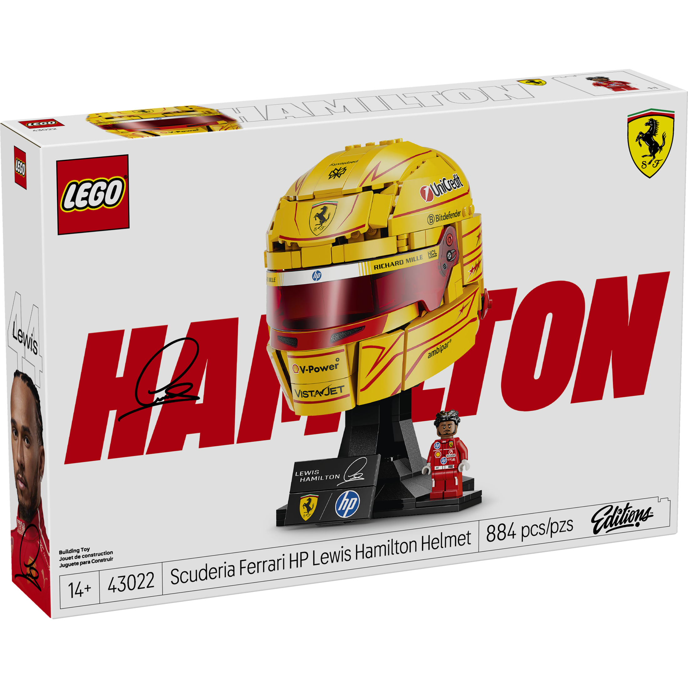 LEGO Editions Casco de Lewis Hamilton Scuderia Ferrari HP - Set de Construcción para Adolescentes, Mayores de 14 Años - Exhibición Coleccionable de F1 - Regalo de Cumpleaños - Decoración para Habitación u Oficina en Casa - 43022 2