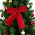 thumbnail image 2 of Colorful Pink Velvet Christmas Bow Ornament, Large Fluffy Decoration For Tree Wedding Party, Festive Gift, 2 of 6