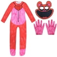 thumbnail image 3 of Disfraz de cosplay de S-Smiling C-Critters, gato morado sonriente, mono con máscara de oso para el día de los perros, conjunto de pijama para niños y niñas, disfraz de Halloween, 3 of 5
