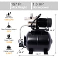 thumbnail image 3 of 1.6HP Shallow Well Pump with Pressure Tank,1320GPH,Automatic Water Booster Jet Pump For Homes Cabins Farms Garden Black, 3 of 7