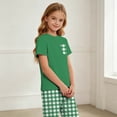 thumbnail image 4 of LEKWK Boys Girls 2 Piece Pajama Set Short Sleeve T-Shirts and Plaid Pants Kids Comfy Lounge Tracksuits Summer Fashion Home Sleepwear 2-14Y, 4 of 9