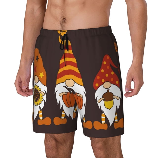 Fotbe Fall Gnomes Traje de Baño para Hombre – Shorts de Natación de Secado Rápido con Forro y Bolsillos-3X-Large