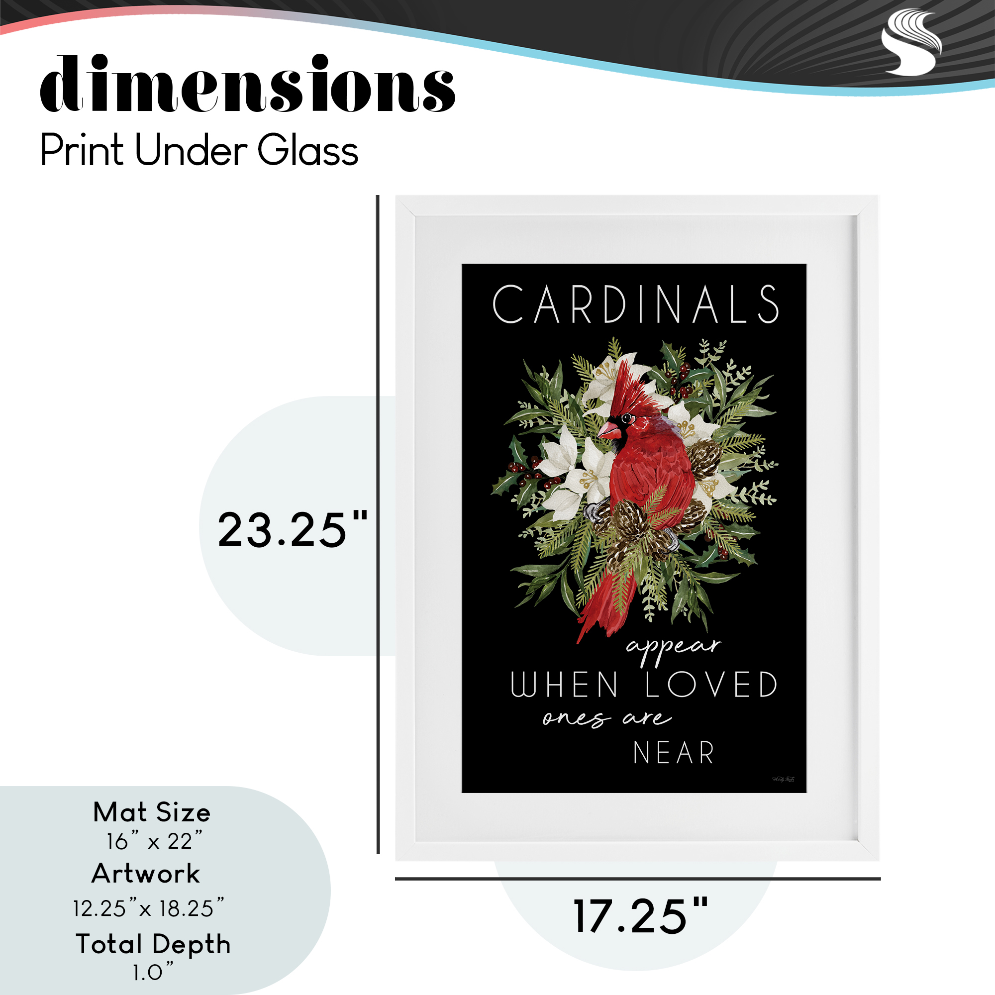 Cardinals Appear Seasonal Sentiment White Framed Print Under Glass, design by Cindy Jacobs