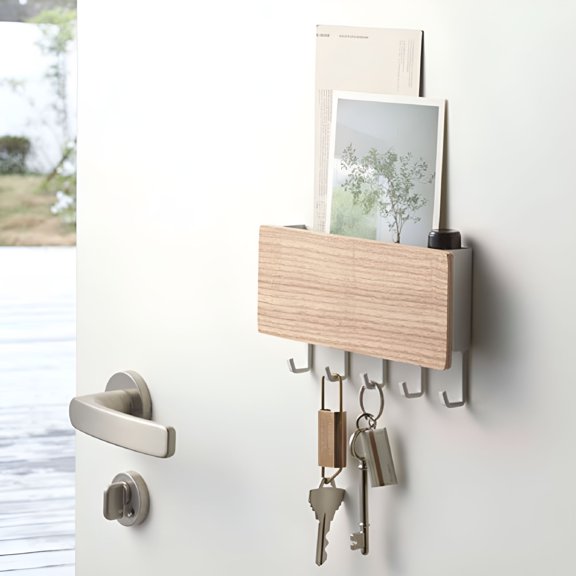 XIBUFE 2026 New Key Holder for Wall Entryway,Key Rack with 5 Hooks,Plastic Wall Key Holder Mail Organizer for Entryway Hallway for Home,Office,Kitchen,Hallway,Entryway,Bedroom,Garage