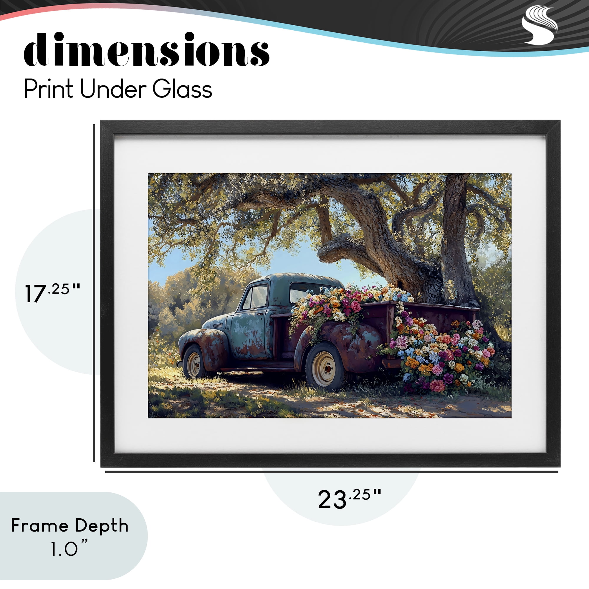 Stupell Industries Repurposed Truck Filled with Flowers Black Framed Print Under Glass, design by Franklyn Gregory