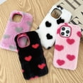 thumbnail image 6 of Mantto Compatible with iPhone 14 Plus Fuzzy Furry Warm Plush Cute Heart Love Pattern Case, for Women Girls, Luxury Plush Fluffy Soft TPU Bumper Shockproof Phone Case for iPhone 14 Plus, Black, 6 of 6