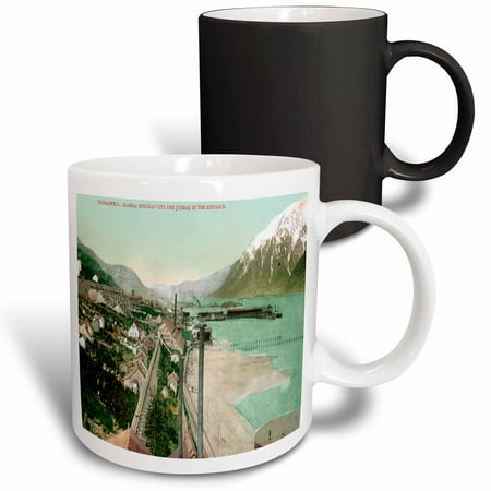 

3dRose Treadwell Alaska Douglas City and Juneau in the Distance Vintage Postcard Magic Transforming Mug 11oz