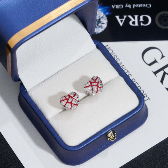New men's and women's heart-shaped earrings 925 sterling silver earrings with VVS Mozambique hip-hop earrings