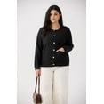 thumbnail image 2 of CASSIE LIZ Womens Plus Size Cardigan Sweaters Black Crewneck Long Sleeve Button Down Knit Jackets With Pockets Fall Winter Outerwear Cardigan 5XL 26W 28W, 2 of 7