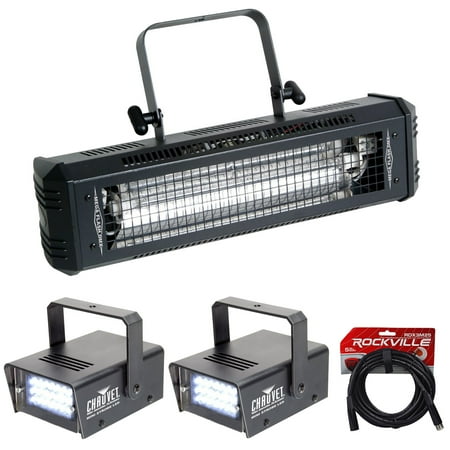 - American DJ Mega Flash DMX 800 Watt Compact Strobe Light+(2) Mini Strobes+Cable