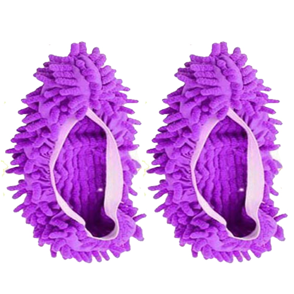 2 Pcs Multi Function Duster Mop Slippers Shoes Cover Chenille Fiber Washable Foot Socks Floor