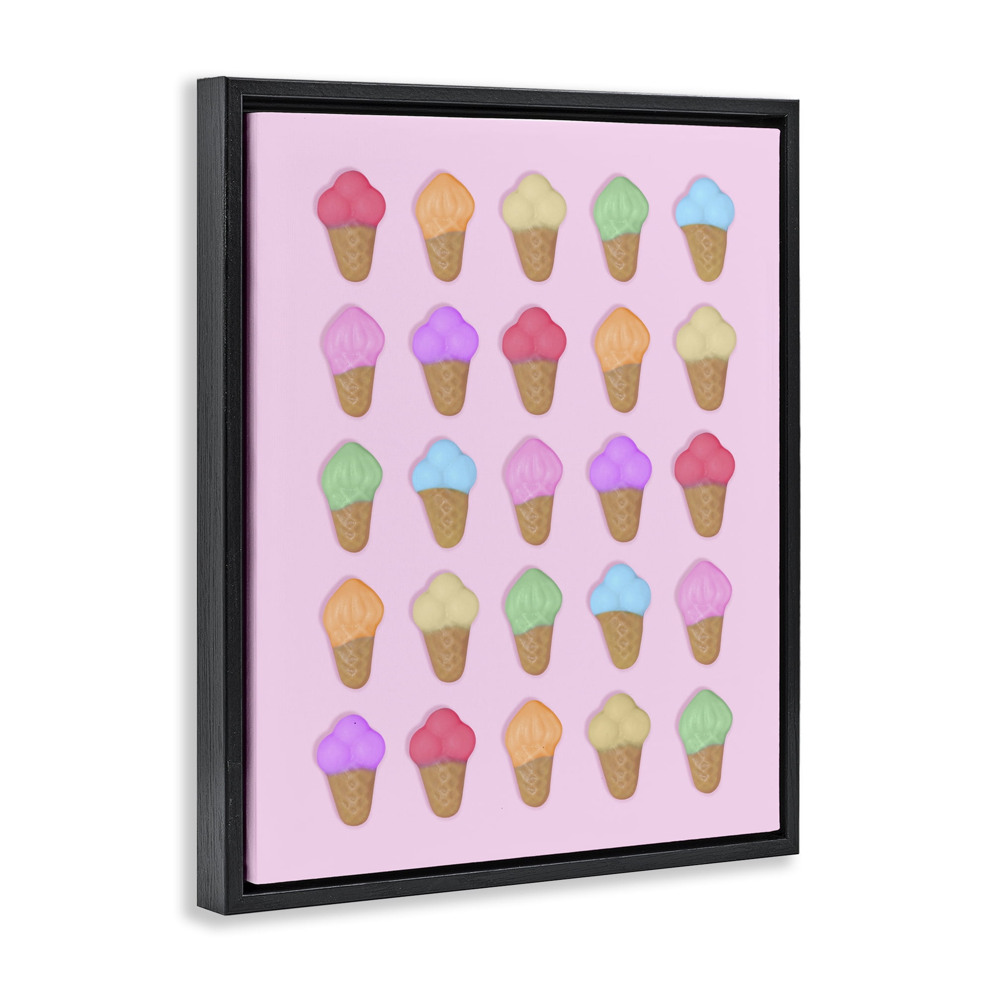 Stupell Industries Ice Cream Shaped Candies Black Framed Floater Canvas Wall Art, design by LISH Creative