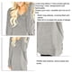thumbnail image 4 of Blusa de manga larga con escote en V, bolsillos y aberturas laterales - Blusa informal gris claro para mujer, talla M, 4 of 5