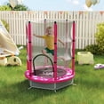 thumbnail image 2 of Qaba 55" Toddler Trampoline with Safety Enclosure, Sun Pattern, Pink, 2 of 10