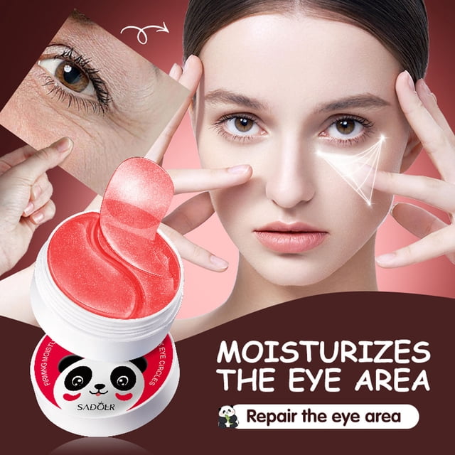Mascarilla Nutritiva para Ojos Serum 80ml - 60 piezas de Colágeno Parches de Ácido Hialurónico para Ojeras, Hinchazón, Arrugas - Almohadillas de Gel Hidratantes Debajo de los Ojos para Hombres