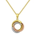 thumbnail image 3 of 14k Tri-tone Gold Round Infinity Pendant with 1.4-mm Flat Wheat Chain, 3 of 3