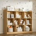 thumbnail image 2 of DIYART Oak Wood Bookcase with 3 Tier Open Shelves, 10-Cube Storage Shelf, 55.1" W x 42.5" H, 2 of 7