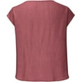 thumbnail image 5 of YooGuoGuo Women's Casual Solid Color Pleated Shirts Loose Fit Cap Sleeve Round Neck Blouse Fashion Lightweight Vacation Tee Top, 5 of 6