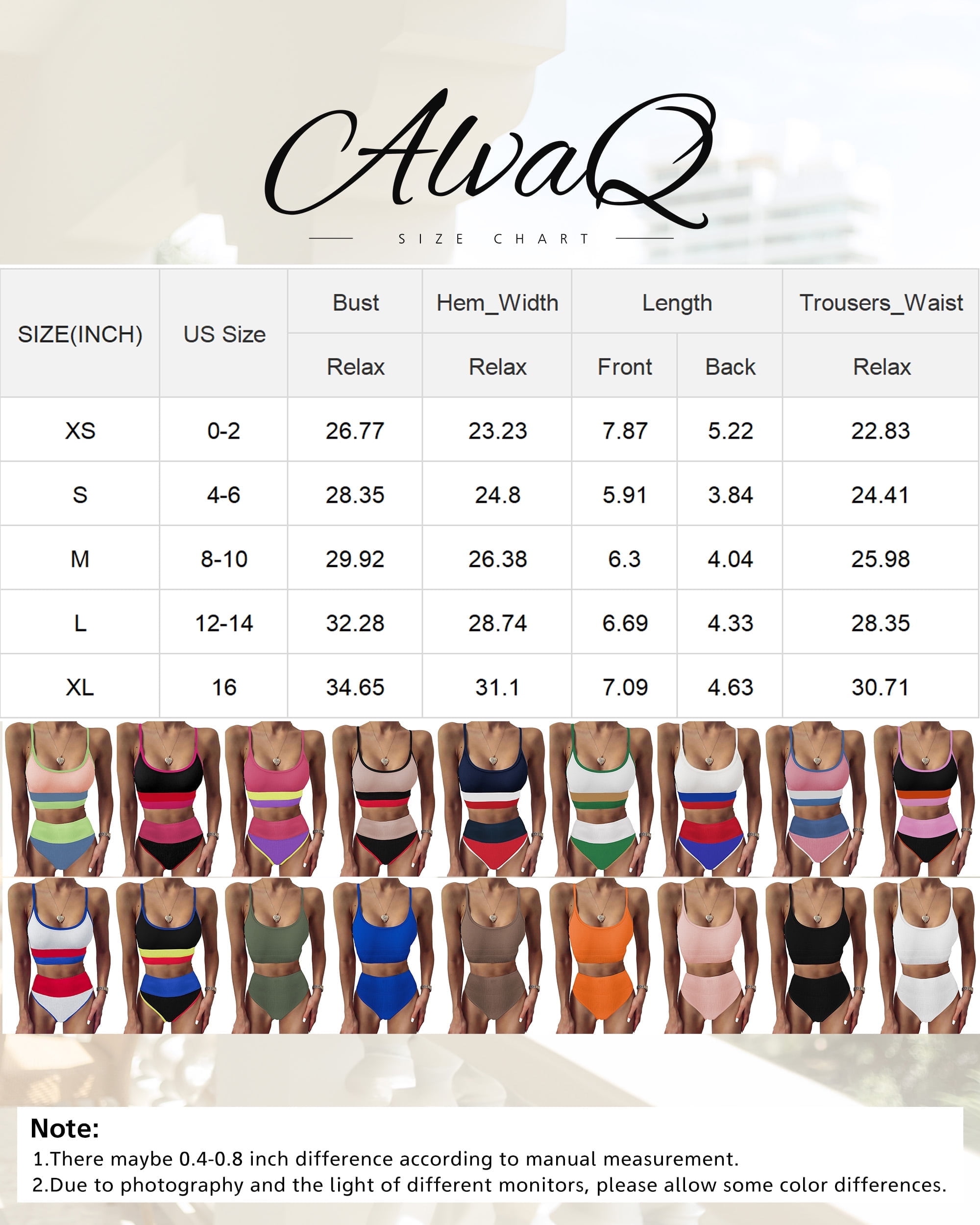 Eytino High Waisted 2 Piece Bikini Set for Women Tummy Control Swimsuit Knit Ribbed Bathing Suit, Black, L
