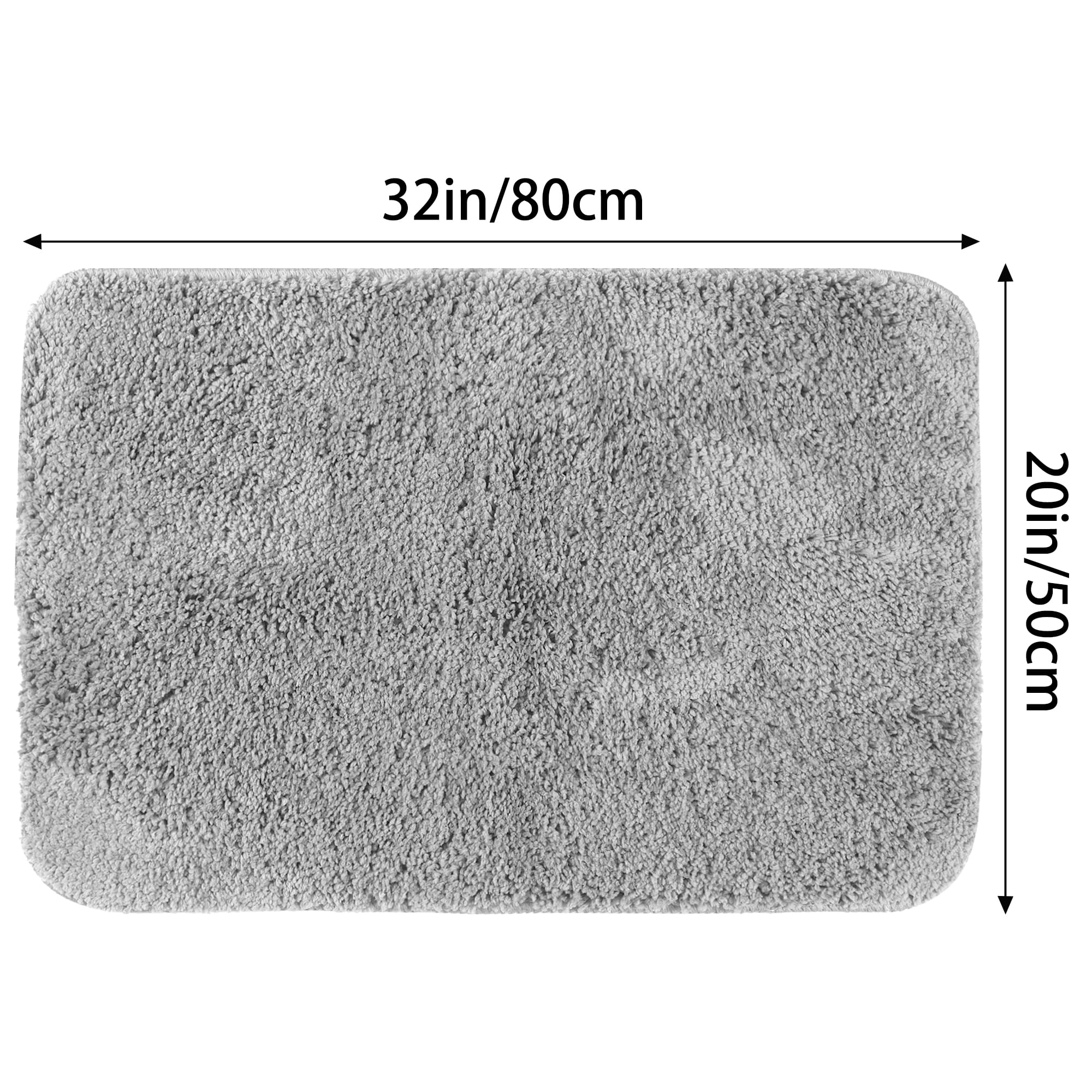 Unique Bargains Bathroom Soft Plush Mats Non-Slip Quick Dry Anti-Skid Shaggy Bath Rugs Grey 20"x32"