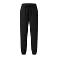 thumbnail image 6 of Womens Pants Women's Casual Linen Drawstring Ankle Pants Fall Season Comfortable Relaxed Fit Trousers with Elastic Waist Solid Full Length Black XXL, 6 of 7