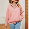 thumbnail image 5 of Vedolay Sweatshirt for Women 2023 Half Zip Pullover Sweatshirts Quarter Zip Oversized Hoodies Pink,XL, 5 of 5