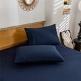 thumbnail image 3 of 4pcs Navy Blue Cotton Bed Sheets Set, Premium Bed Sheet Set, 18-Inch Deep Pocket, Soft Breathable Bedding, 3 of 7