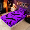thumbnail image 5 of Erosebridal Cartoon Bat Twin Sheets, Halloween Sky Bedding, Purple Burgundy, Black Reversible, 3-Piece, 1 Flat Sheet, 1 Fitted Sheet and 1 Pillowcase, 5 of 6