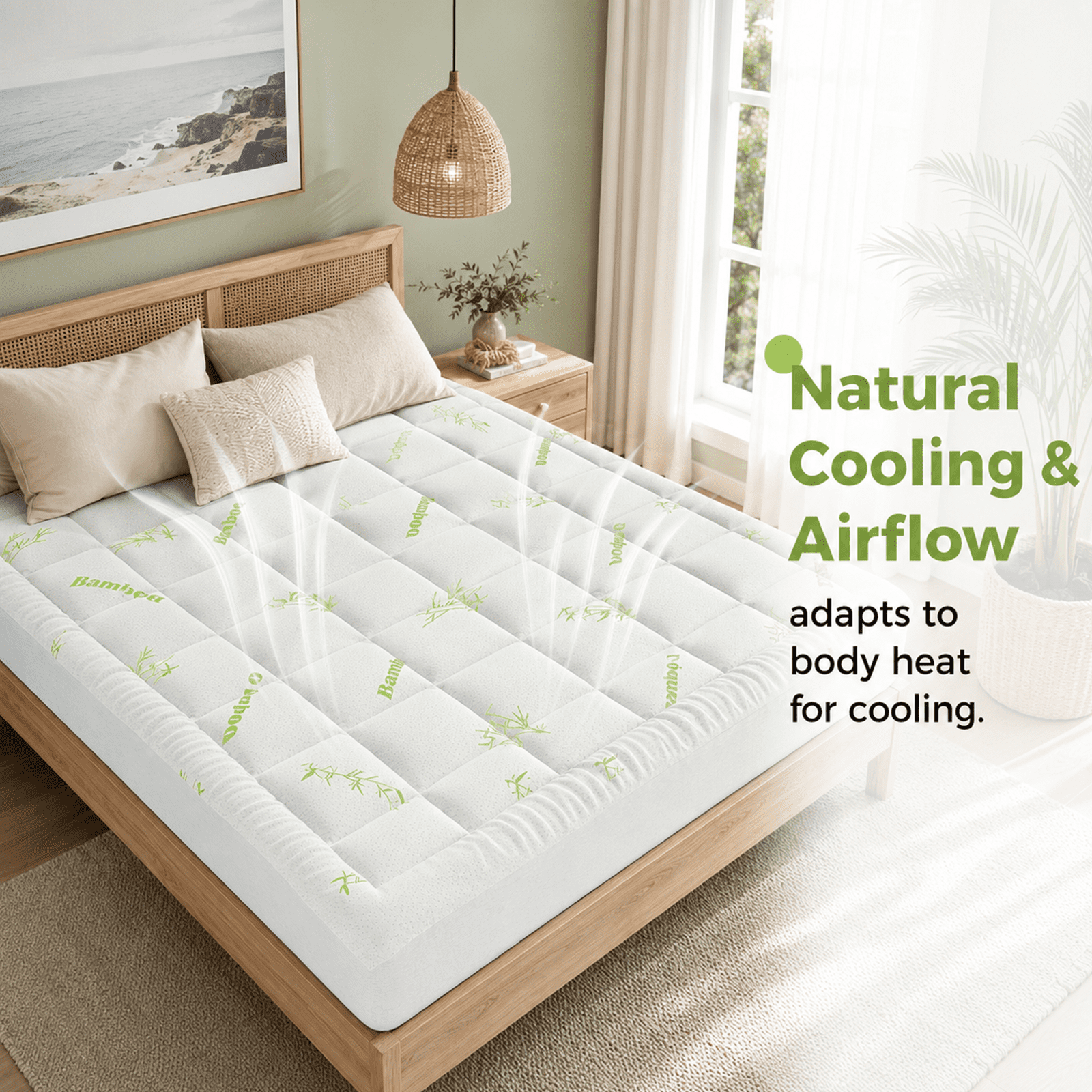 Alvantor Mattress Protector, Breathable Mattress Cover Twin/Full/Queen/King Size Bed, Cooling 3D Air Fabric Bed Pad Cover, Deep Pocket 8"-21"