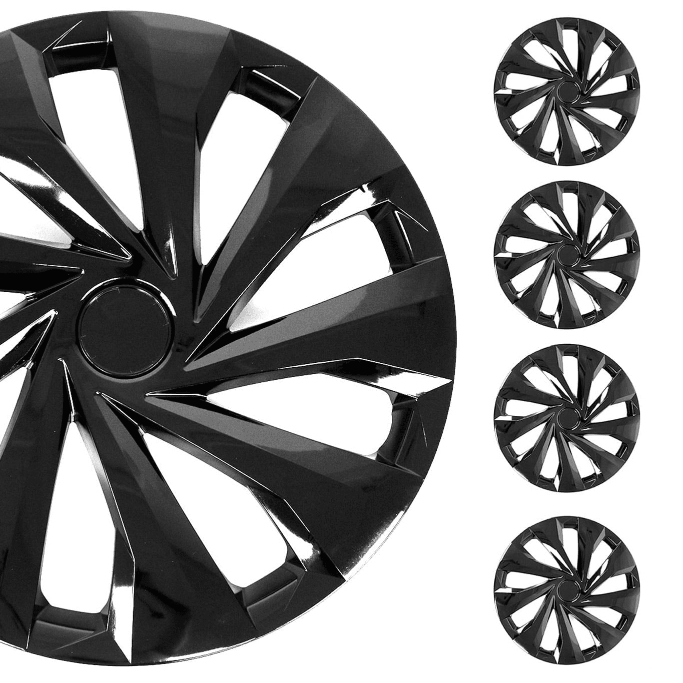 OMAC, 4x coprimozzi, copriruota, cerchi in acciaio da 15 pollici, compatibili con Auto KFZ PKW ABS, Nero, blu scuro, 4x